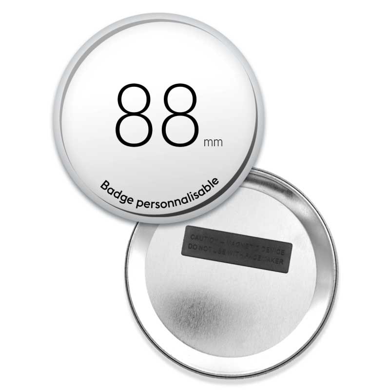 Badge aimanté rond personnalisé de 88mm avec 3 aimants
